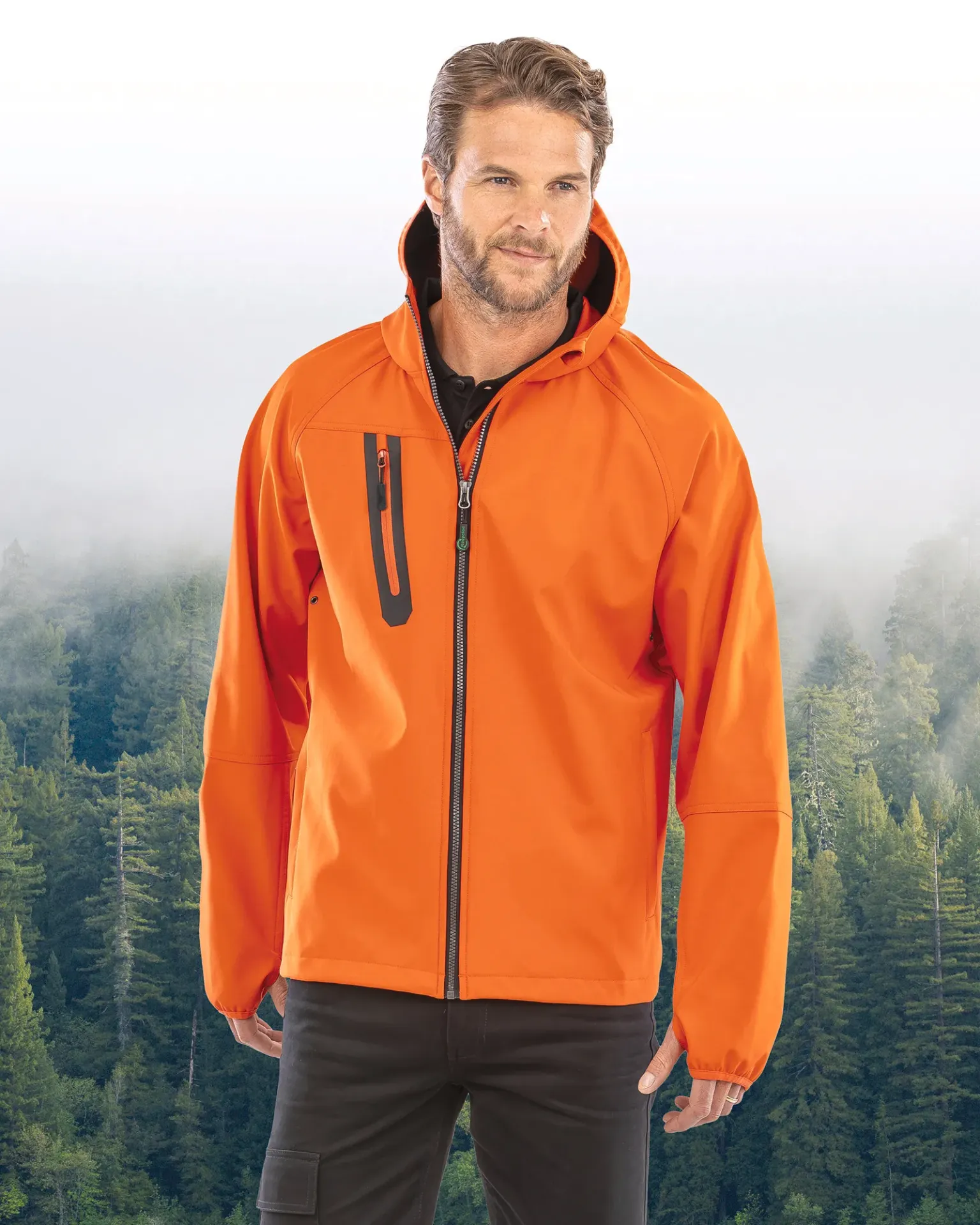 Result - Veste Softshell 3 couches recyclée à capuche unisexe - R909X (Orange)