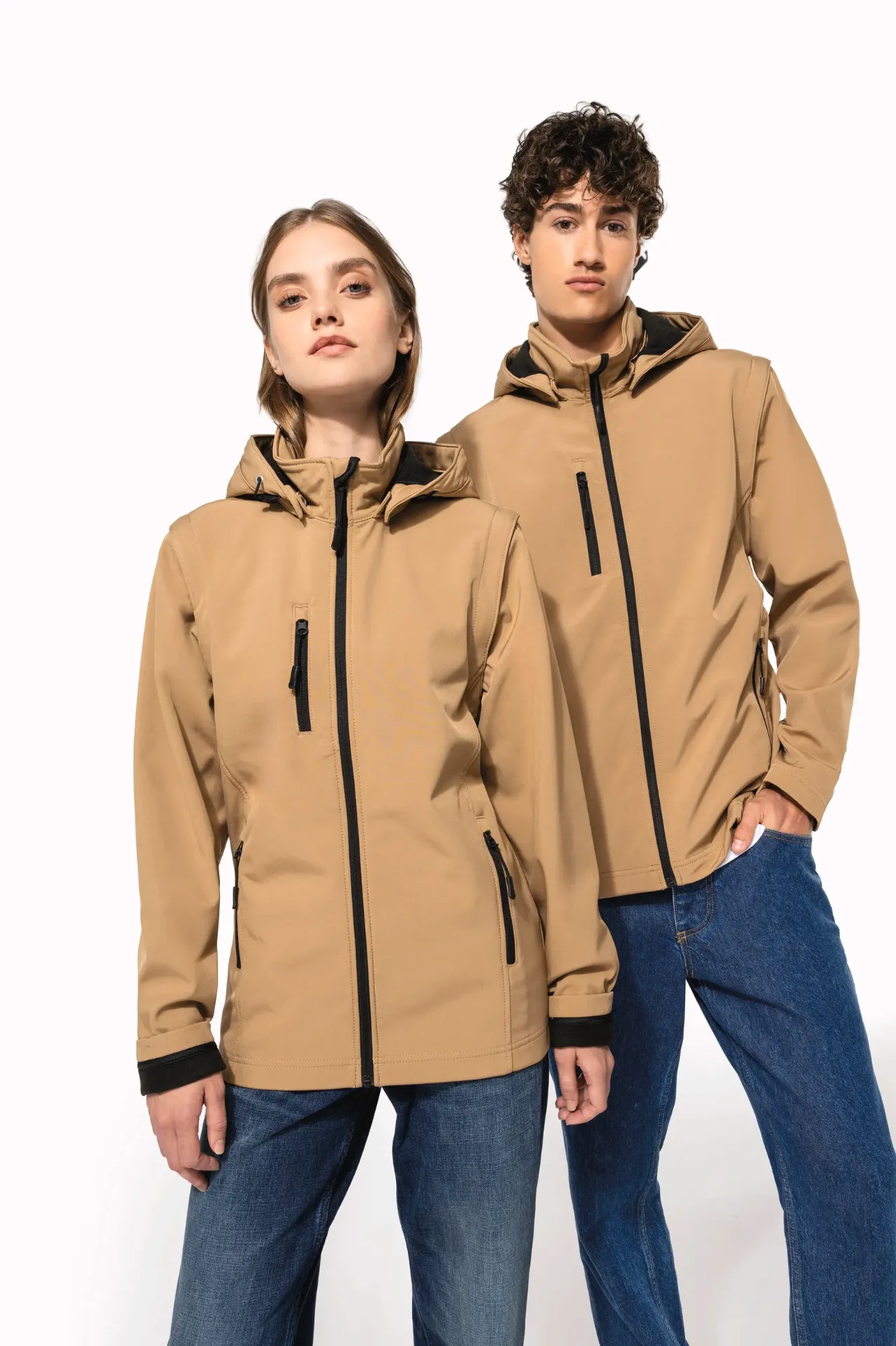 Kariban - Veste Softshell 3 couches à capuche avec manches amovibles unisexe - K422 (Black)
